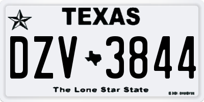 TX license plate DZV3844