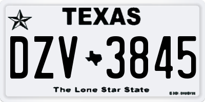 TX license plate DZV3845