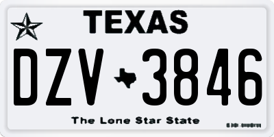 TX license plate DZV3846
