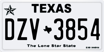 TX license plate DZV3854