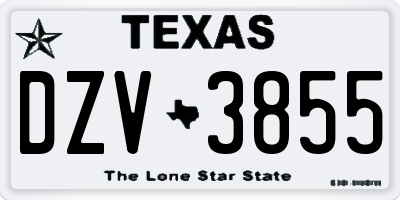 TX license plate DZV3855