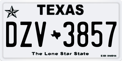 TX license plate DZV3857