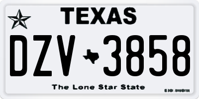 TX license plate DZV3858