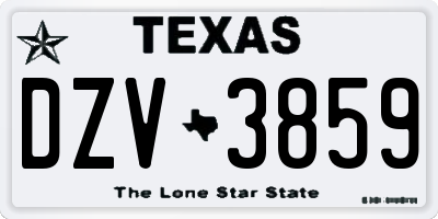 TX license plate DZV3859