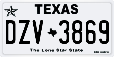 TX license plate DZV3869