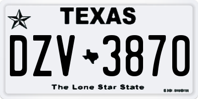 TX license plate DZV3870