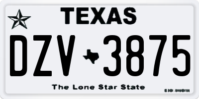 TX license plate DZV3875