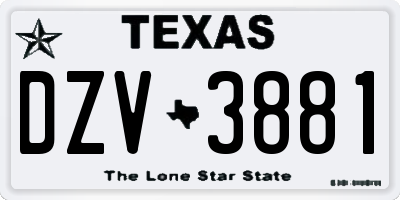 TX license plate DZV3881