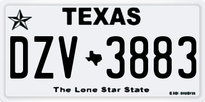 TX license plate DZV3883