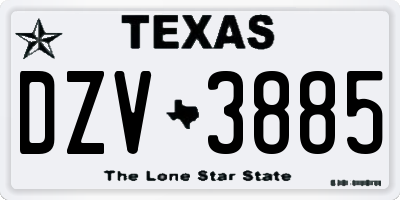 TX license plate DZV3885