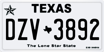 TX license plate DZV3892