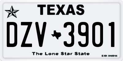 TX license plate DZV3901