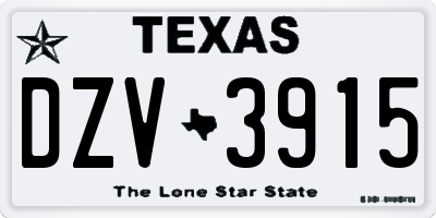 TX license plate DZV3915