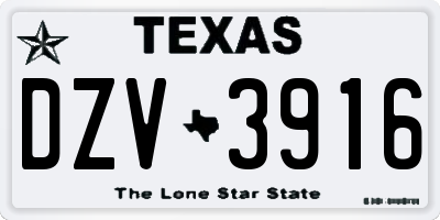 TX license plate DZV3916