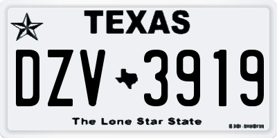 TX license plate DZV3919
