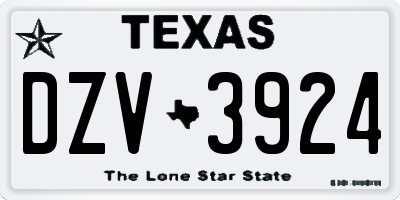 TX license plate DZV3924