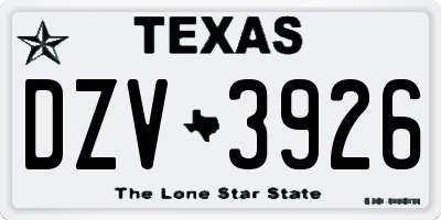 TX license plate DZV3926
