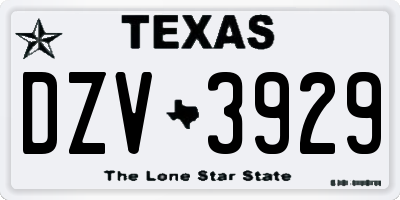 TX license plate DZV3929