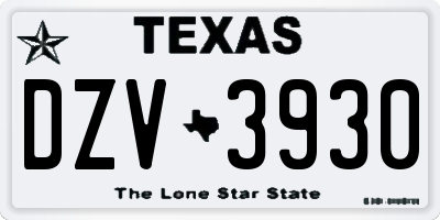 TX license plate DZV3930