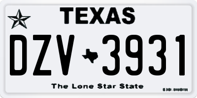 TX license plate DZV3931