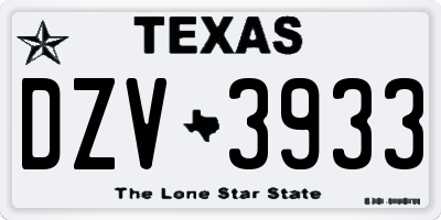 TX license plate DZV3933