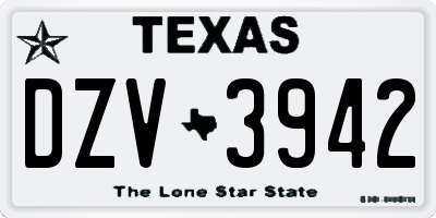 TX license plate DZV3942