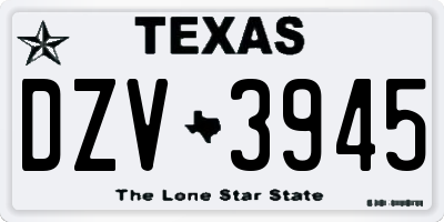 TX license plate DZV3945