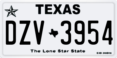 TX license plate DZV3954