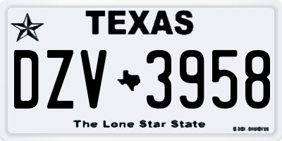 TX license plate DZV3958