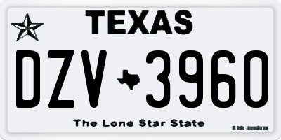 TX license plate DZV3960