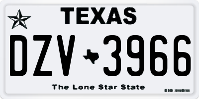 TX license plate DZV3966