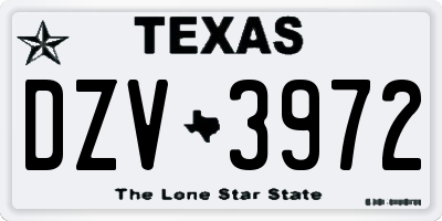 TX license plate DZV3972