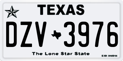 TX license plate DZV3976