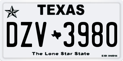 TX license plate DZV3980