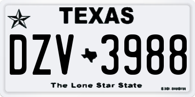 TX license plate DZV3988