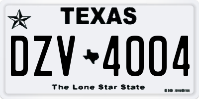 TX license plate DZV4004