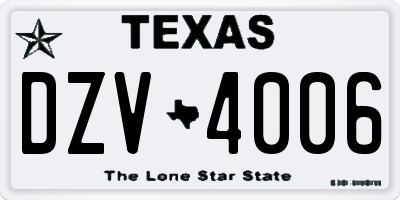 TX license plate DZV4006