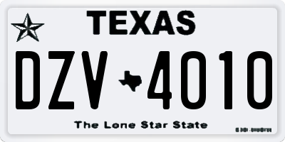 TX license plate DZV4010