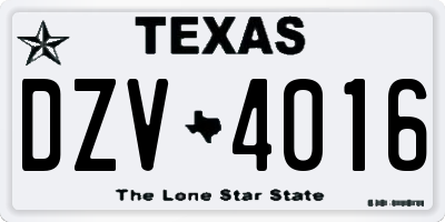 TX license plate DZV4016