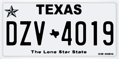 TX license plate DZV4019
