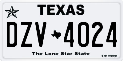 TX license plate DZV4024
