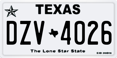 TX license plate DZV4026