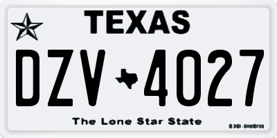 TX license plate DZV4027