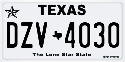 TX license plate DZV4030