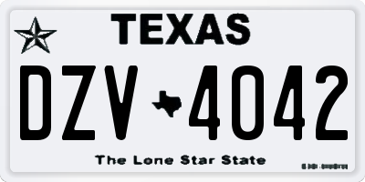 TX license plate DZV4042