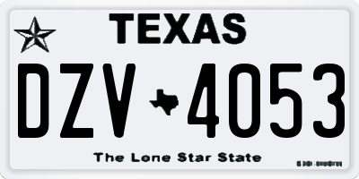 TX license plate DZV4053