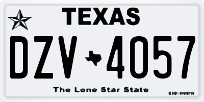 TX license plate DZV4057