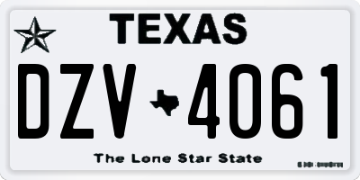 TX license plate DZV4061