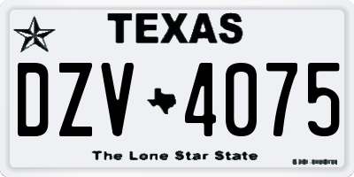 TX license plate DZV4075