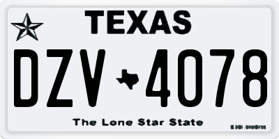 TX license plate DZV4078